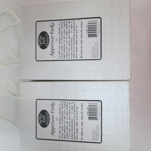 Wild Eye Designs Appetizer Art Glass small Forks silverware blue 2 Sets NEW NIB - Picture 7 of 9